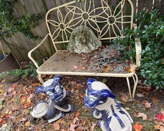 Vintage large cobalt blue Chinese dog pair