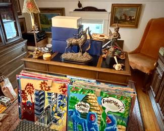 Steve Keene original paintings; office furniture