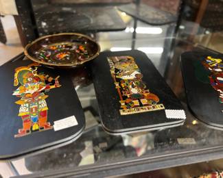 Vintage Mexican Street Art. These are brass and Enamel
