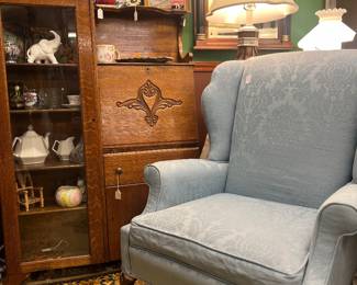 Set of two Blue Wing Back Chairs. Tons of Vintage furnature!