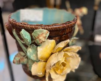 Hand Painted and sculpted in Mexico Majolica Pot