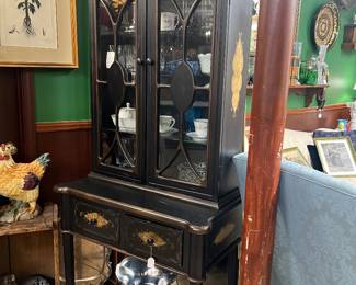 Black lighted Painted Wooden Hutch