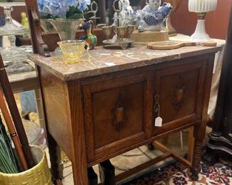Antique Wash Stand with red Marble