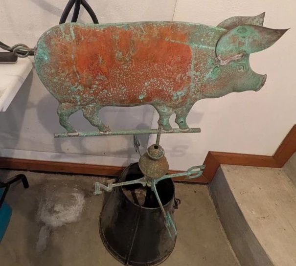 Antique Copper Pig Weathervane 