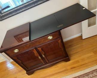 89 Thomasville Flip Top Bar Cabinet Expanded