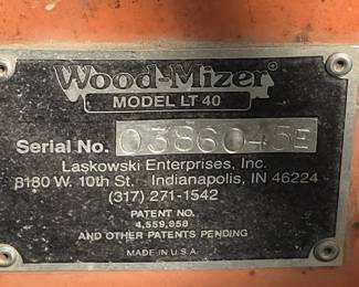 WOOD MIZER MODEL LT 40 PORTABLE MILL TAG