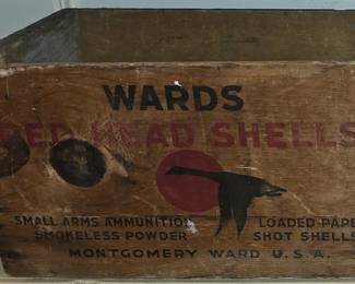 RARE WARDS RED HEAD SHELLS WOODEN CRATE