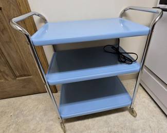 MID CENTURY ROBIN EGG BLUE KITCHEN CART