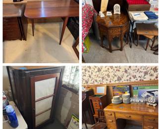 Folding table,folding sewing table, octagon table, jewelers armoire, old desk, old cabinet, silverware chest