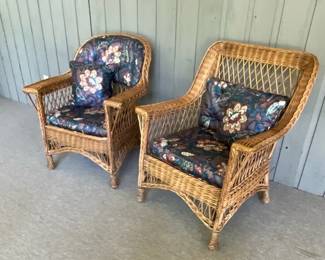 Wicker Rattan King  Queen Armchair Set