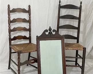 Rustic Farmhouse Chairs  Mirror