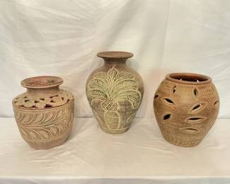 Carved Terracotta Vases