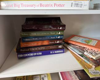 Homeschool books The Story of the World collection, Trial and Triumph, This Country of Ours, and more