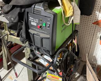 Flux-core wire feed welder (gasless MIG-style), 125A, 120V, .030" wire. Runs on a standard household outlet. Great for beginners, home repair, and light fabrication.
