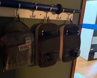 Martial arts training gear: Everlast kick shield, curved Thai pads, and focus mitts. Great for MMA, Muay Thai, boxing, karate, and taekwondo.