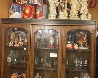 Glassware, serving pieces, popcorn tins. 