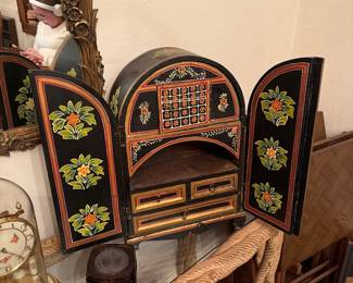 Folk art vintage jewelry box unique piece