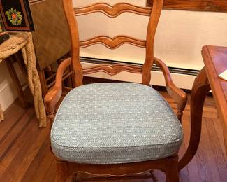 Woven natural French country ladder back armchairs in pristine condition