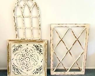 Wall Decor Lot  Wood Faux Windows  Embossed Metal Panel