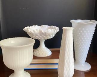 Vintage Milk Glass Collection Hobnail