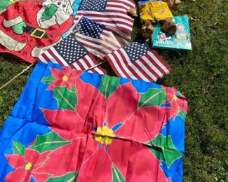 Outdoor Flag Lot Santa, Alf, USA, Poinsettias