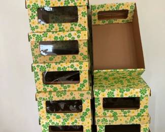 Retro Cardboard Storage Boxes W Lids  Window 8  Mod, Flower Flower