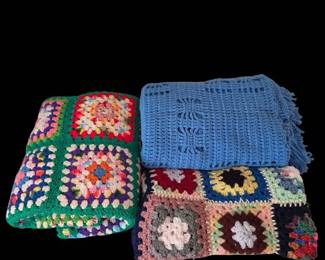 MultiColored Crochet Blanket Afghan Lot  Granny Squares More
