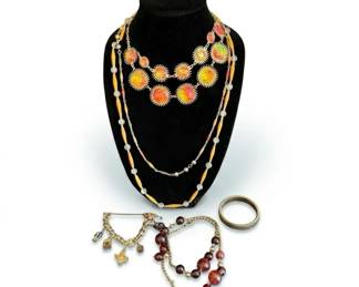Orange  Red Costume Jewelry Lot