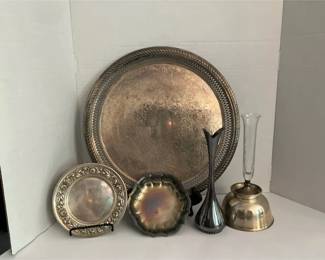 International Silver Plated Lot  Denmark Vase, Trays, More