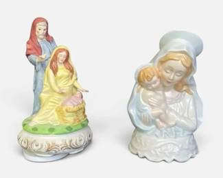 Vintage San Francisco Music Box Co. Porcelain Madonna and Child  Berman Anderson Music Box