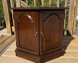 Ethan Allen Wood Hexagonal End TableCabinet  Georgian Court