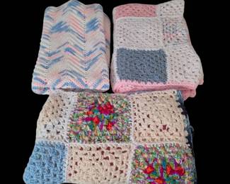 Crochet Throw Blanket Afghan Lot  Pastel Pinks  Blues