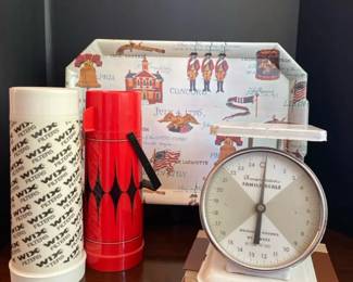 Vintage Kitchen Lot Waverly Products Tray Thermos Scale