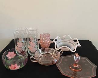 Decorative Blush Pink Glassware Lot