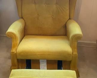 Yellow Recliner Chair W Foot Rest, Wrench Handle