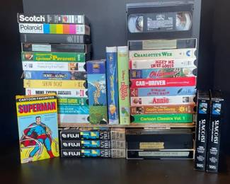 Lot of 33 VHS Tapes, Superman Cartoon, Recordable Tapes, Etc