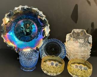 Indiana Glass Company Pressed Glass and Frosted CrossBowls