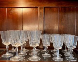 Cristal DArques Versailles Water Goblets, Wine Glasses, 17 PC