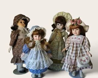 Four Vintage Dolls  Floral Lot