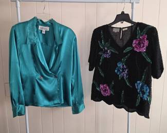 Womens Evening Tops  Karen Scott Wrap, Vintage Stenay Floral Sequin
