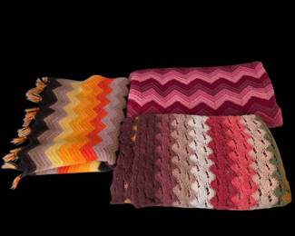 RetroInspired Crochet Throw Blanket Afghan Lot