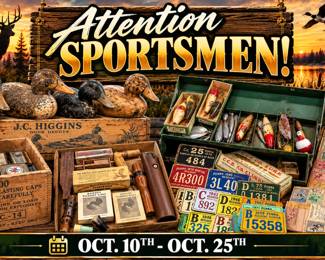 Rustic Sportsmens Auction Sunset Poster