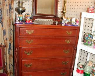 Willett Wildwood Cherry Chest of Drawers, Antique Shaving Mirror