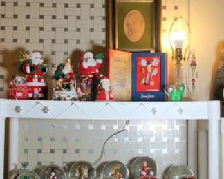 Large Collection of Snow Globes, Christmas Music Boxes
