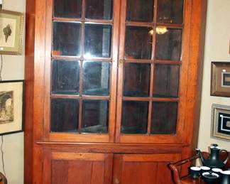 16 Pane Pine Corner Cabinet
