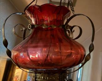 Victorian Cranberry Hanging Lamp