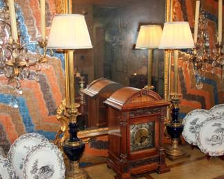 Pair of Maitland Smith Lamps, Pair of Crystal Wall Sconces