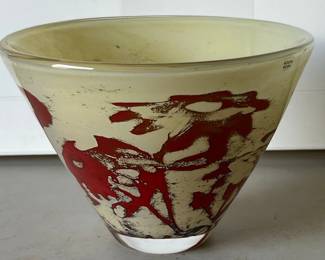 Kosta Boda 'Floating Flowers' Art Glass Bowl by Olle Brozén