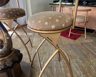 Modern S-Shaped Gold Metal Frame Bar Stools