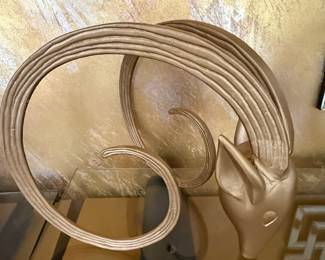 Mid-Century Modern Style Brass Ibex Head Sculptures